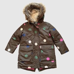 Boden Army Green Polka Dot Winter Jacket (6-7 Y)